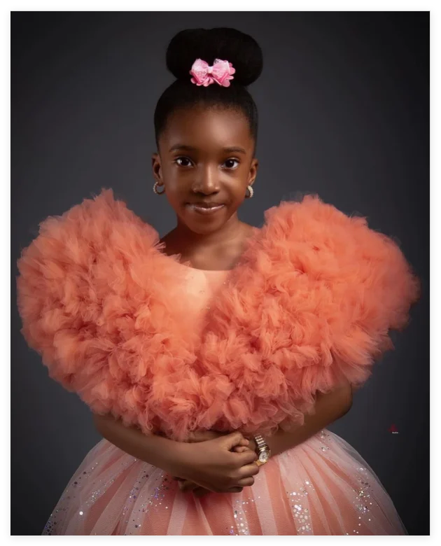 Customized Peach Pink Ruffles Flower Girl Dresses Princess Beading Baby Girls First Birthday Party Pageant Dress For Wedding