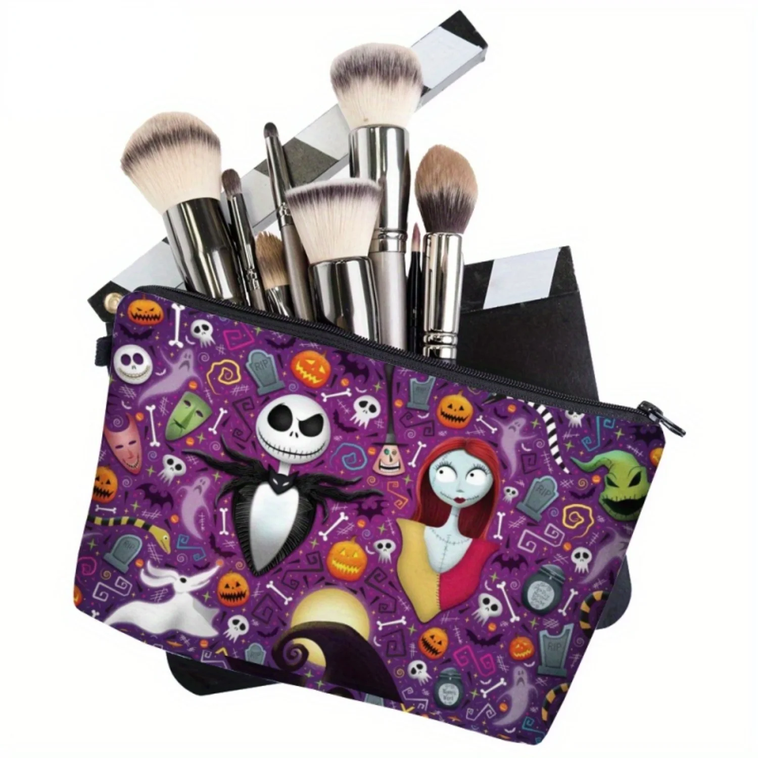 Nightmare Before Christmas Makeup Bag - Cartoon Themed Travel Pouch Portable Cosmetic Case