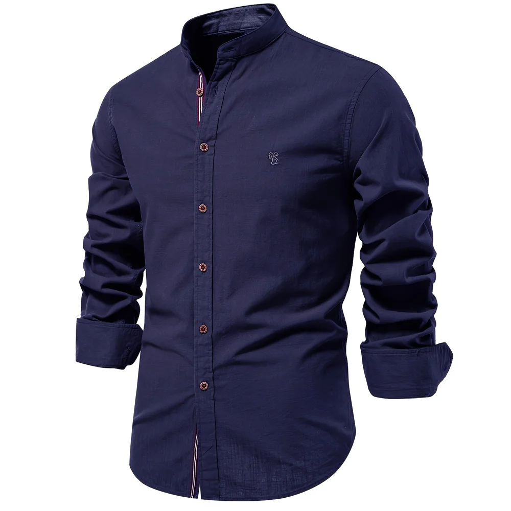 AIOPESON Men's Solid Long Sleeve Casual Shirt 6