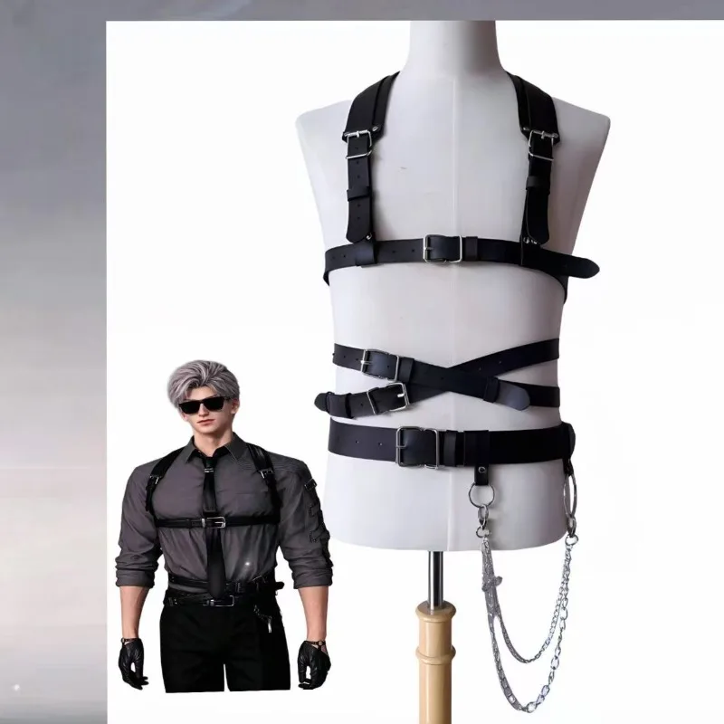 Love And Deepspace Cosplay Leather Harness Corset Belt Xavier Zayne Rafayel Sylus Body Decor Strap Anime Halloween Party Outfit
