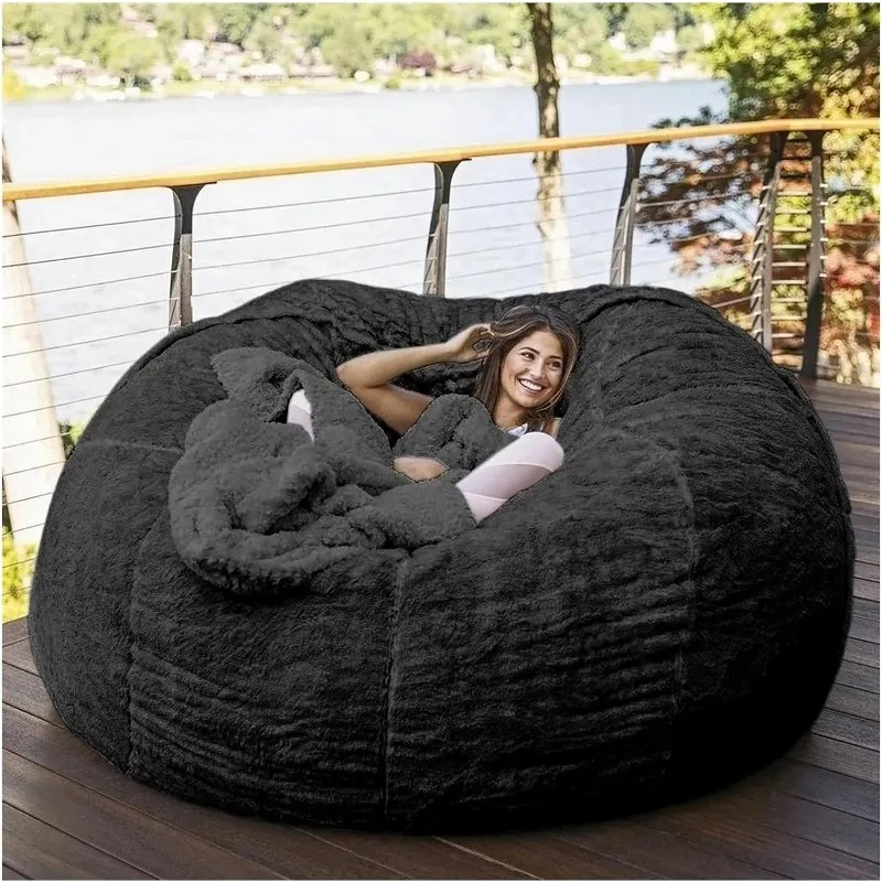 

Bean Bag,Giant Fur Bean Bag Chair Cover for Adults Kids (Without Filling) Comfy Fluffy Giant Round Beanbag Lazy Sofa Cover