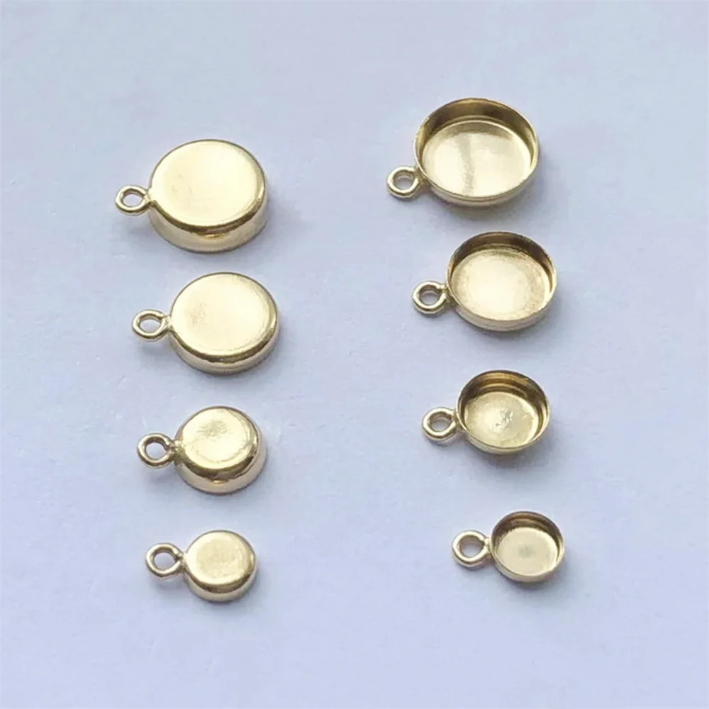 2 Pieces Round Bezel Cup Drops Fit 3mm 4mm 5mm 6mm Stone in 14K Gold Filled
