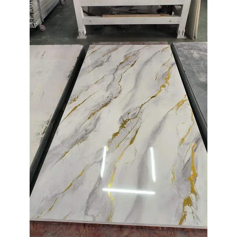 2026 High Glossy UV Marble PVC Sheets 2-3mm Thickness Fireproof Waterproof Wall Panels for Household Living Room 7.10