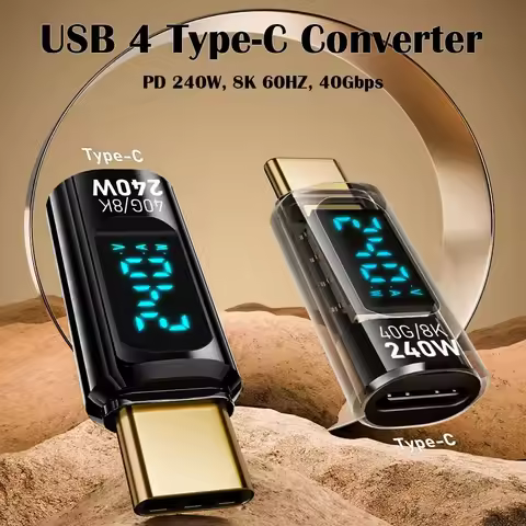 1PCS Digital LED Display USB 4 Type-C Adapter 8K 60HZ 40Gbps Power Meter Tester Data Transmission PD 240W USB C Extension