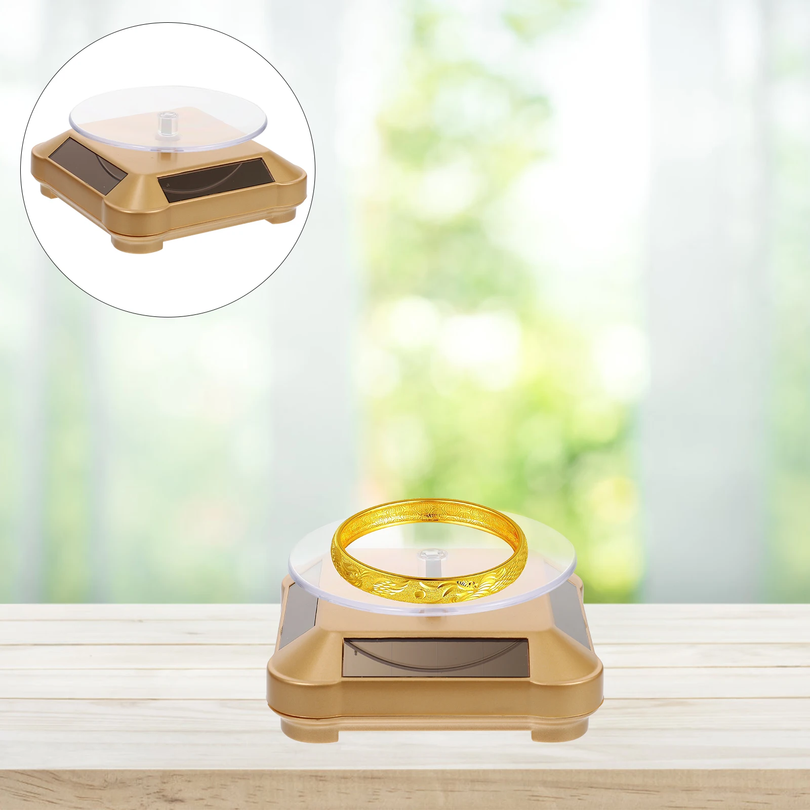 

Rotating Display Stand 360 Degree Automatic Turntable Jewelry Exhibition Rack Solar Decorative Holder For Store