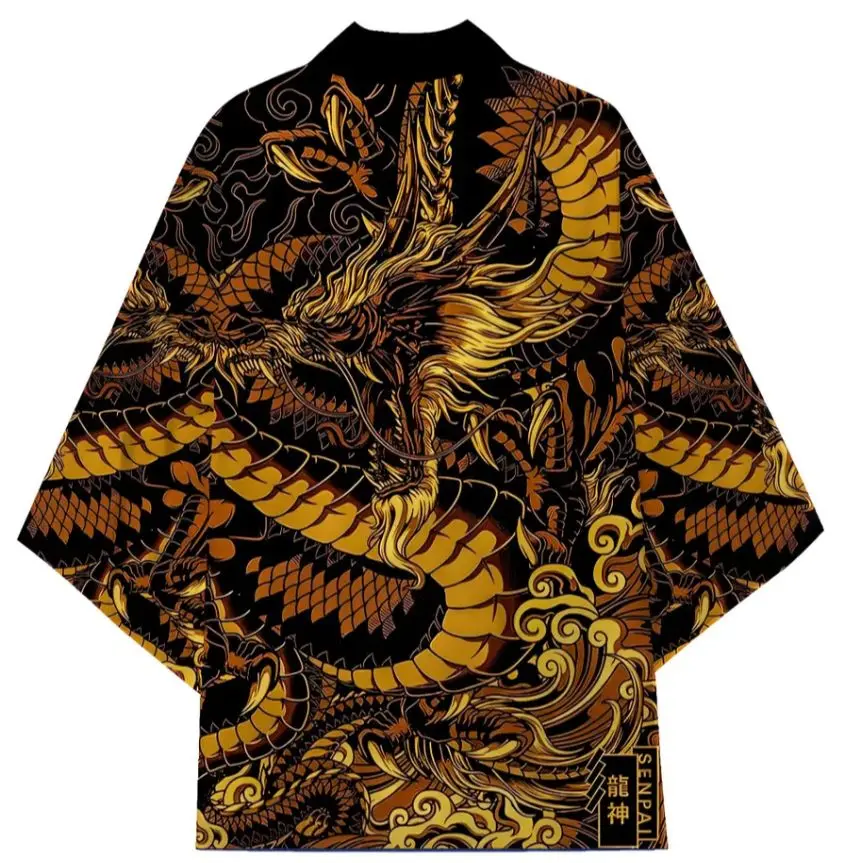 

Кимоно с принтом дракона, свободная японская уличная одежда, кардиган для женщин и мужчин, Harajuku Haori, топ для косплея, рубашки юката 4XL