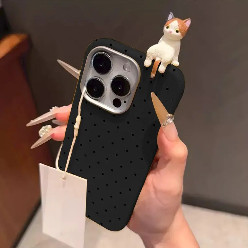 Simple Dots Cat 3D DIY Doll Soft Case For Samsung A04s A05 A12 A03s A24 A50 A25 A51 A33 A06 A14 A35 A16 A05s A13 A23 A55 A22 A15 - náhled 4