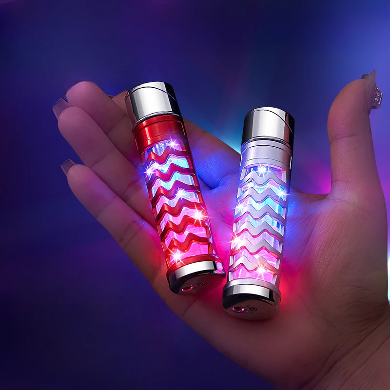 Cool Colorful Light Windproof Lighter Metal Butane Gas Inflatable Red Flame Personalized Creative Lighter Fashion Men\'s Gift