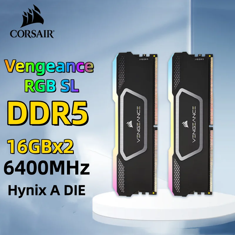 وحدة ذاكرة سطح المكتب Corsair DDR5 RGB RAM Vengeance RGB SL 32GB (16GBx2) 6400MHz 288 Pin Hynix A DIE ذاكرة سوداء