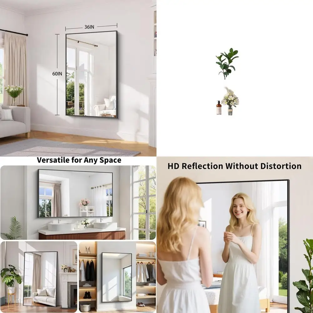 

36x60 Tempered Glass Bathroom Mirror, Shatterproof, HD Clear, Horizontal/Vertical Mount, Matte Alloy Frame