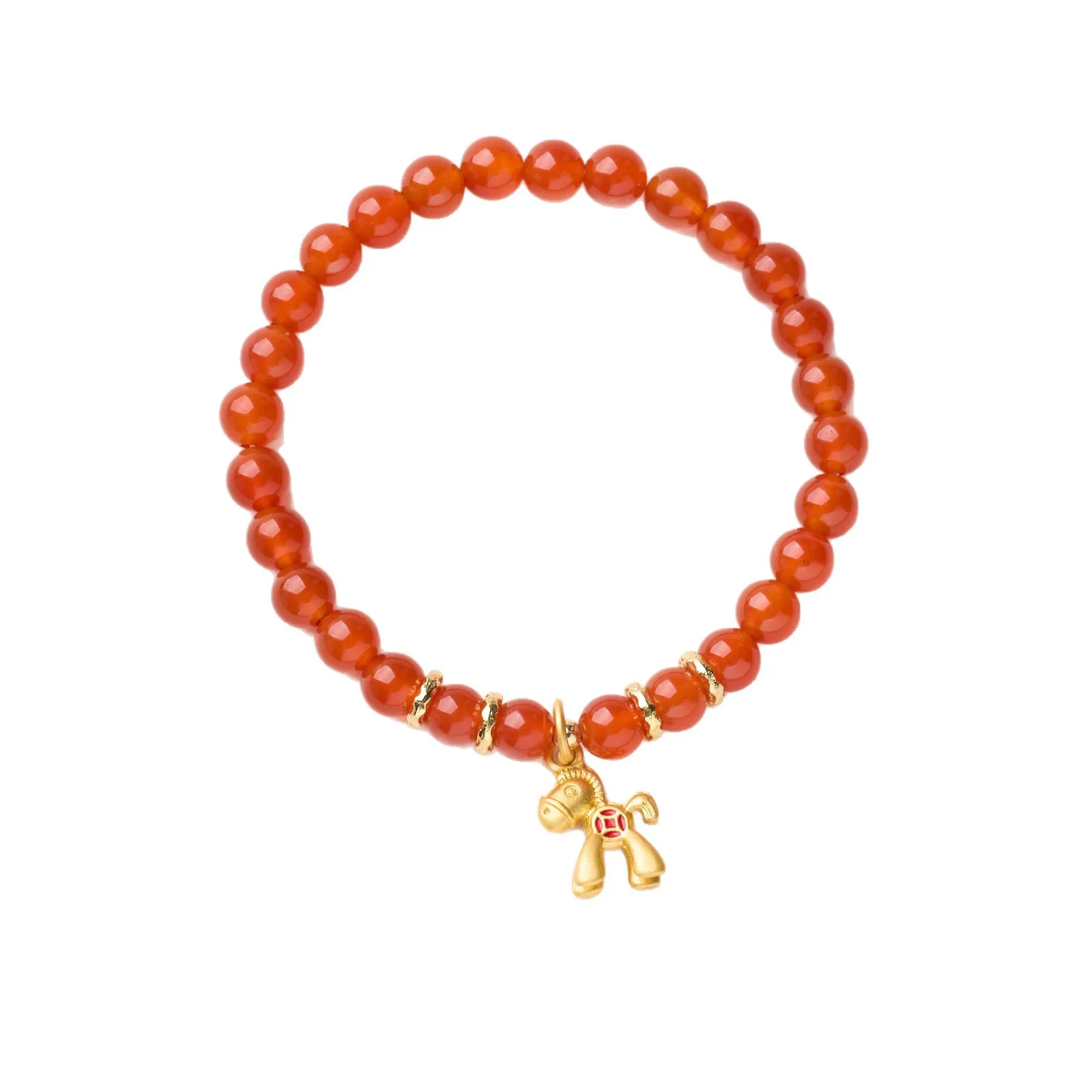 

Year of the Horse Red Agate Beaded Bracelet for Women Luxury Chinese Style Buddhist Prayer Bead Bracelet Gifts