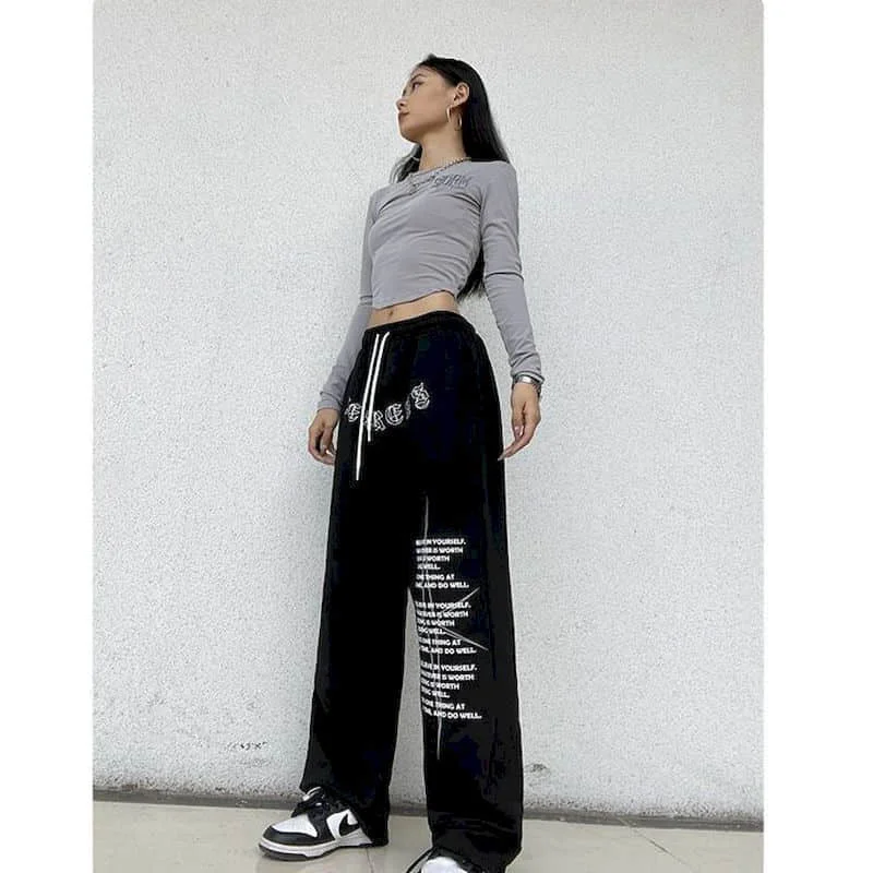 Vintage Women's Pants High Street Pants Wide Leg Pants Korean Fashion Y2k Pants Loose Sporty Sweatpants Women Clothing Trousers