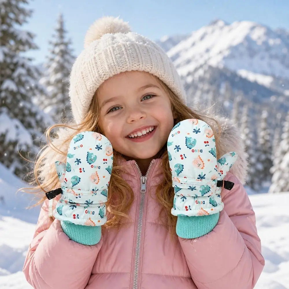 Fashion Warm Children Ski Gloves Non-slip Windproof Snow Gloves Waterproof Thickened Winter Mittens Mountaineering