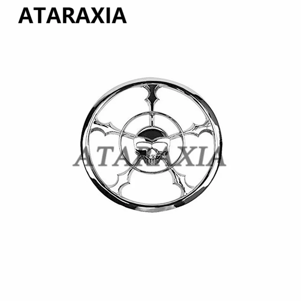 Akcesoria motocyklowe 5-1/2 "chromowana czaszka głośnik tapicerka osłona grilla dla Harley Touring 2014-2023 Electra przemieszczanie się po ulicy Trikes — zdjęcie 4