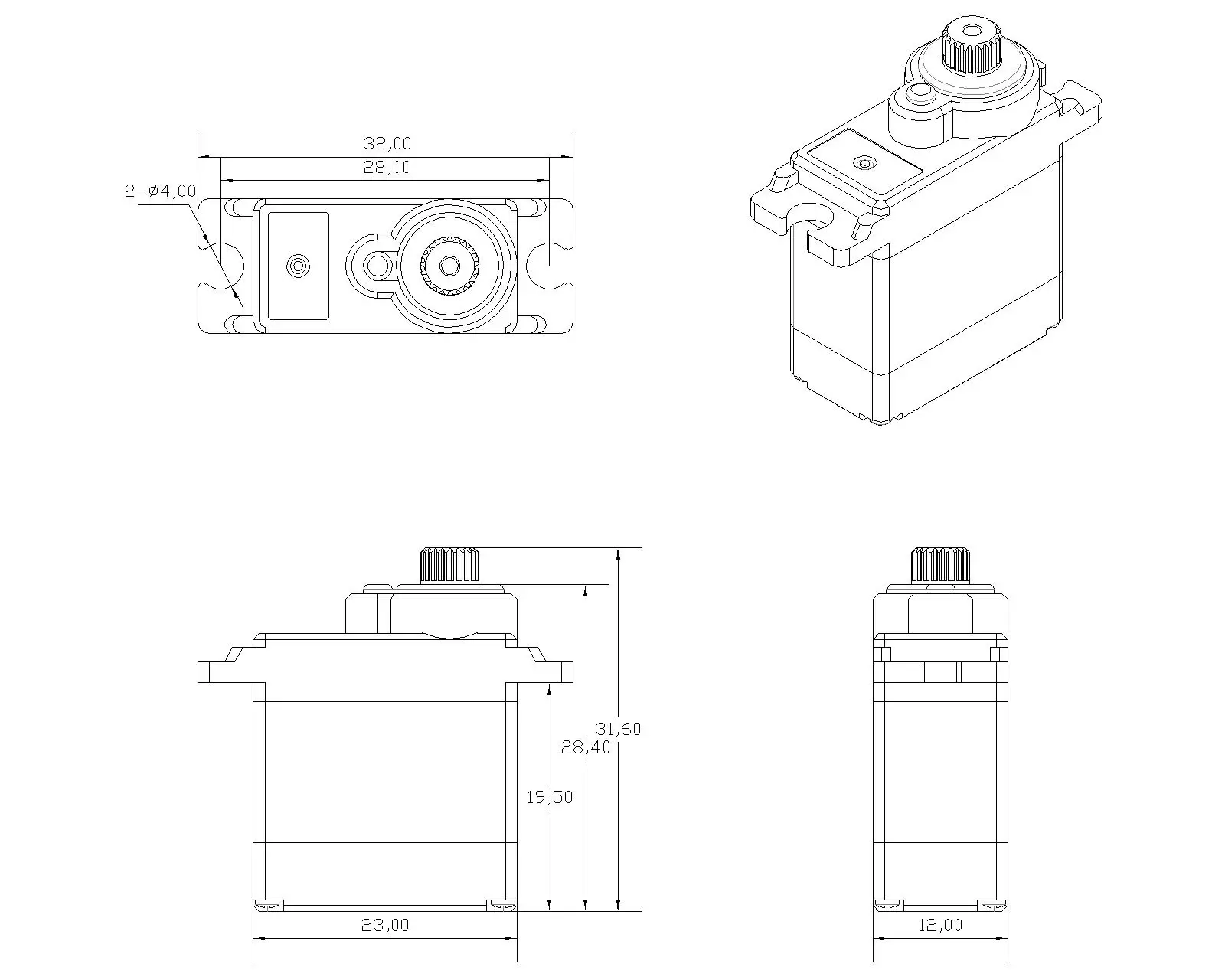 4 Stück CORONA DS919MG 9g Digital Servo mit Metallgetriebe 1,7kg/0,06s/12,5g Servo – Detail 6