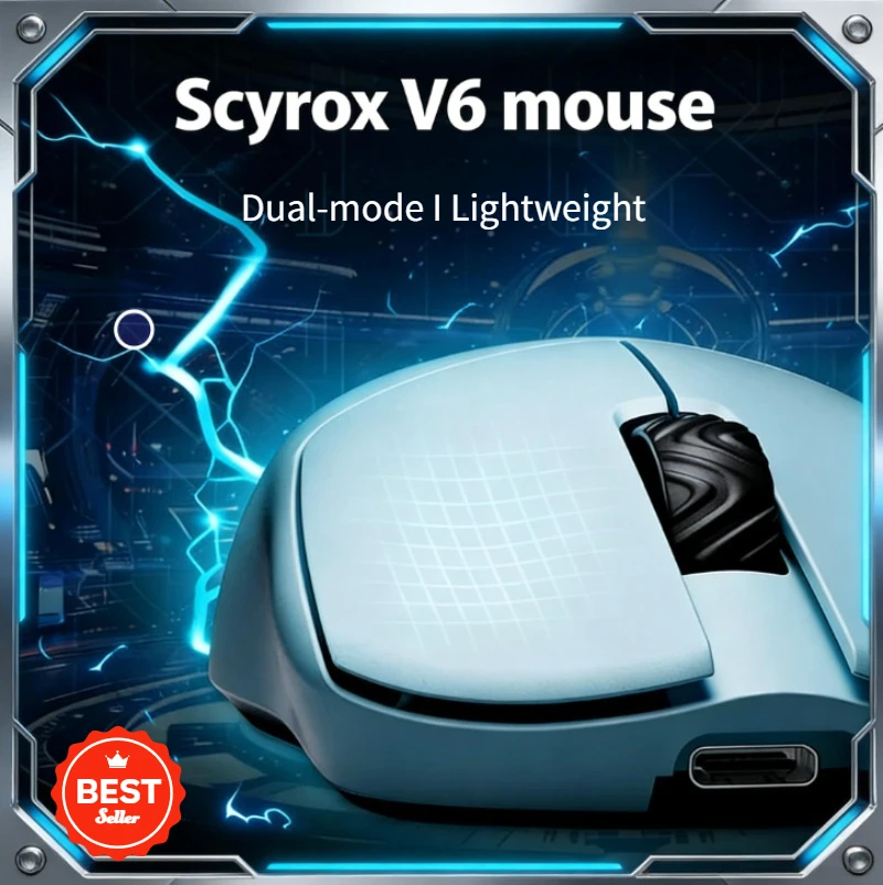 

Scyrox V6 Premium Dual-mode Wireless Gaming Mouse, PAW3950 Sensor, 30K DPI, 40g Ultra Light, Kailh Optical Switch,for PC Users