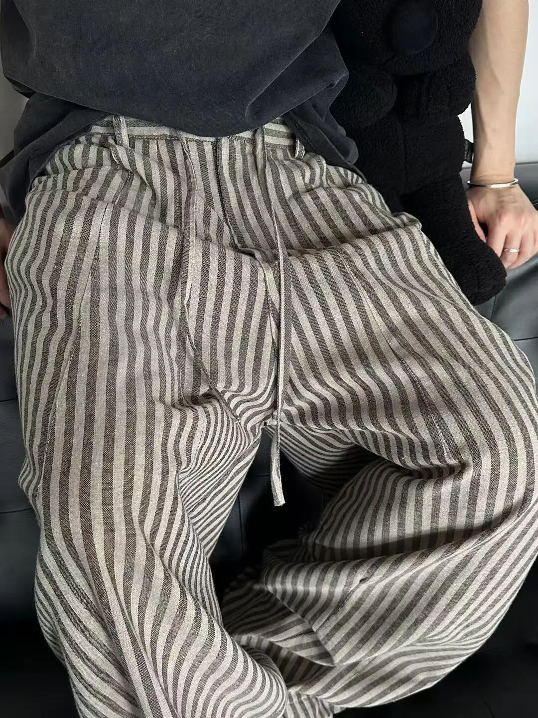 Pantaloni casual a righe vestibilità ampia pigro retrò americano ex Pantaloni lunghi a gamba dritta Pantaloni casual larghi a gamba larga fino al pavimento