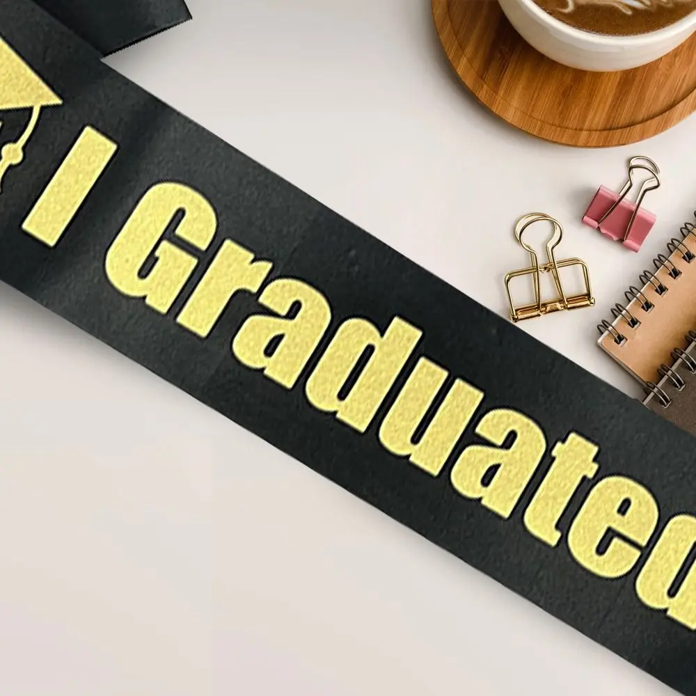 2Pcs Adjustable Graduation Cap and Sash Set Photo Props Elegant Academic Hat and Belts Kit Plastic with Tassels