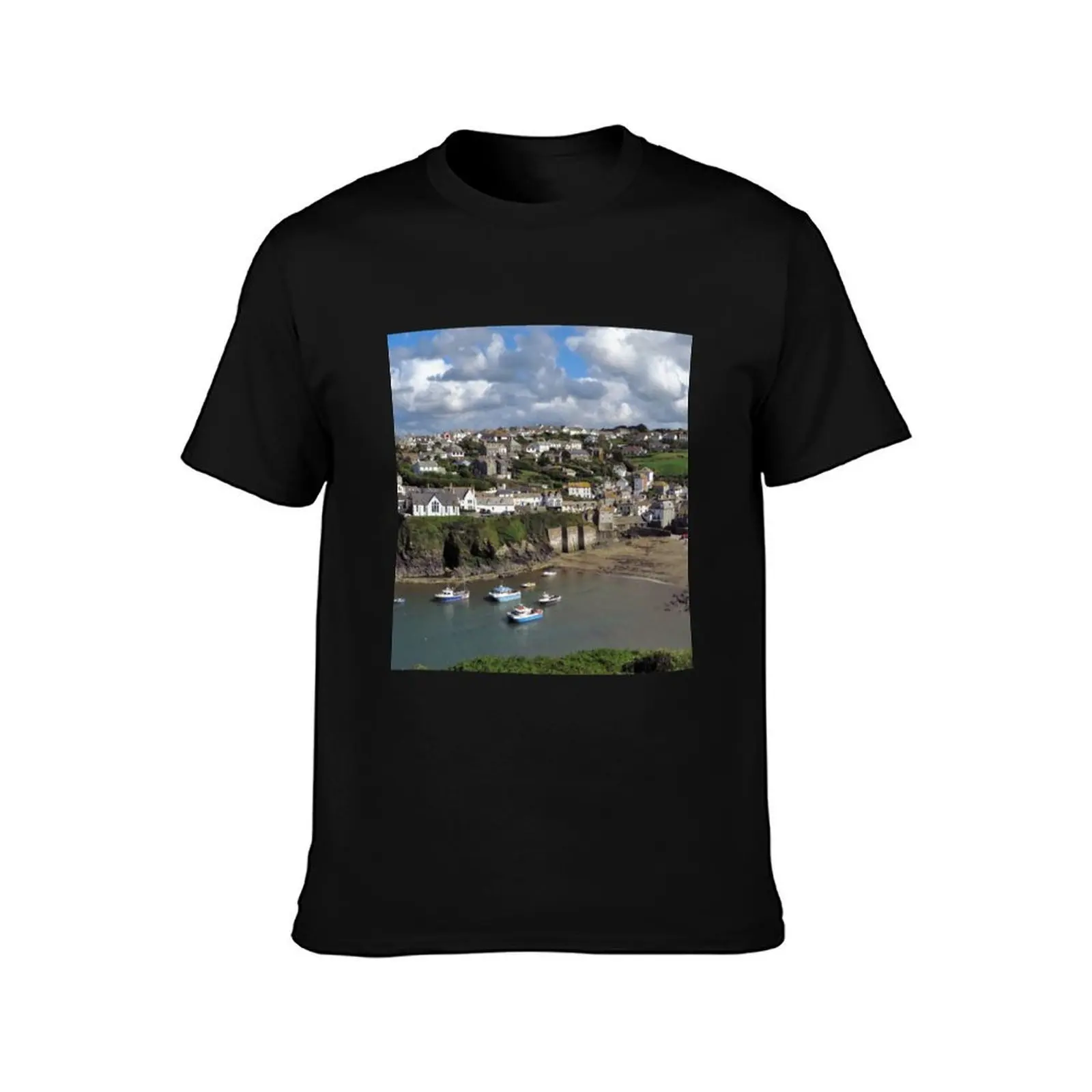 Boats, Port Isaac, Cornwall T-Shirt Work Basic Short Sleeve Top T-Shirt