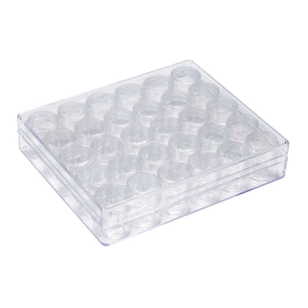 3 Sets of Plastic Transparent Storage Box Clear Beads Storage Containers 90pcs Jar with Rounded Screw-Top Lids for Nail Art