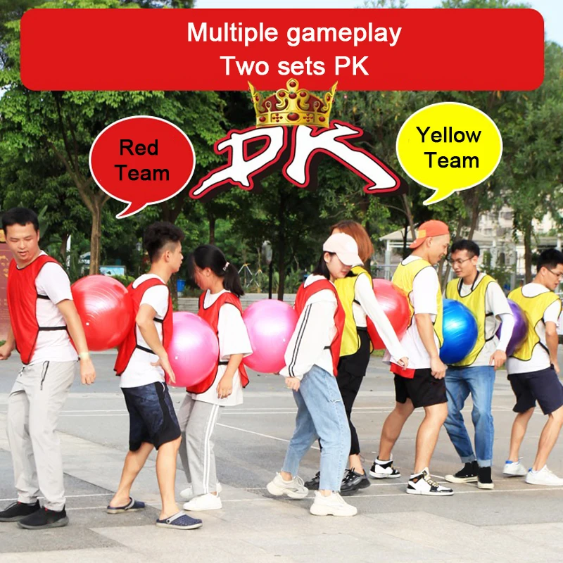 Party Games Adult Fun Team Building Back-to-back Clip Balls Collective Dribble Sports Outdoor Social Activity Inflatable Toys