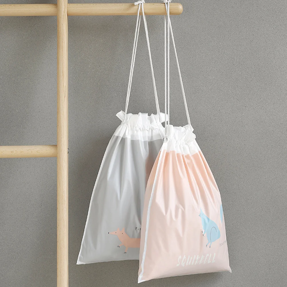 

Waterproof Storage Bag Large Size Light Grey Drawstring Pouch For Gym Yoga Travel Clothes Toiletries Peva Material