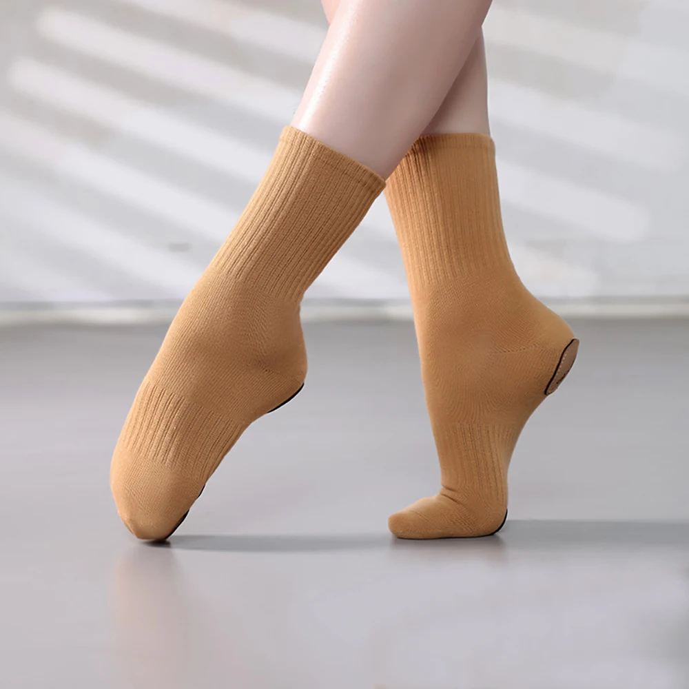 ถุงเท้าเต้นรำกันลื่นสำหรับผู้หญิงและเด็กผู้หญิง ถุงเท้าเต้นรำสมัยใหม่ ถุงเท้าผ้าฝ้ายแบบกลางข้อ ถุงเท้าบัลเลต์มืออาชีพ ถุงเท้าโยคะ ถุงเท้าสำหรับฝึกซ้อมในร่ม