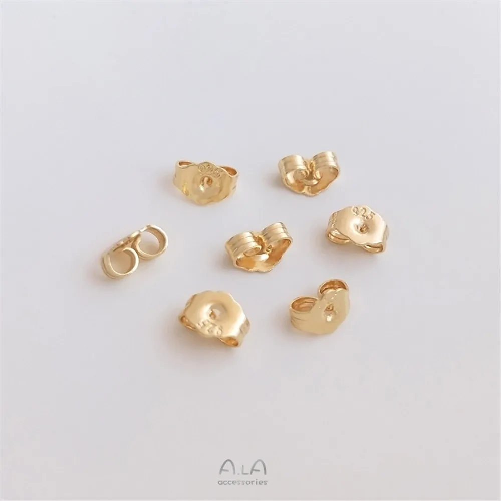 Tapones para los oídos de mariposa con sello de acero 925, cubierta de cobre de 14K, tapones para los oídos que preservan el color oro real, accesorios para pendientes DIY hechos a mano