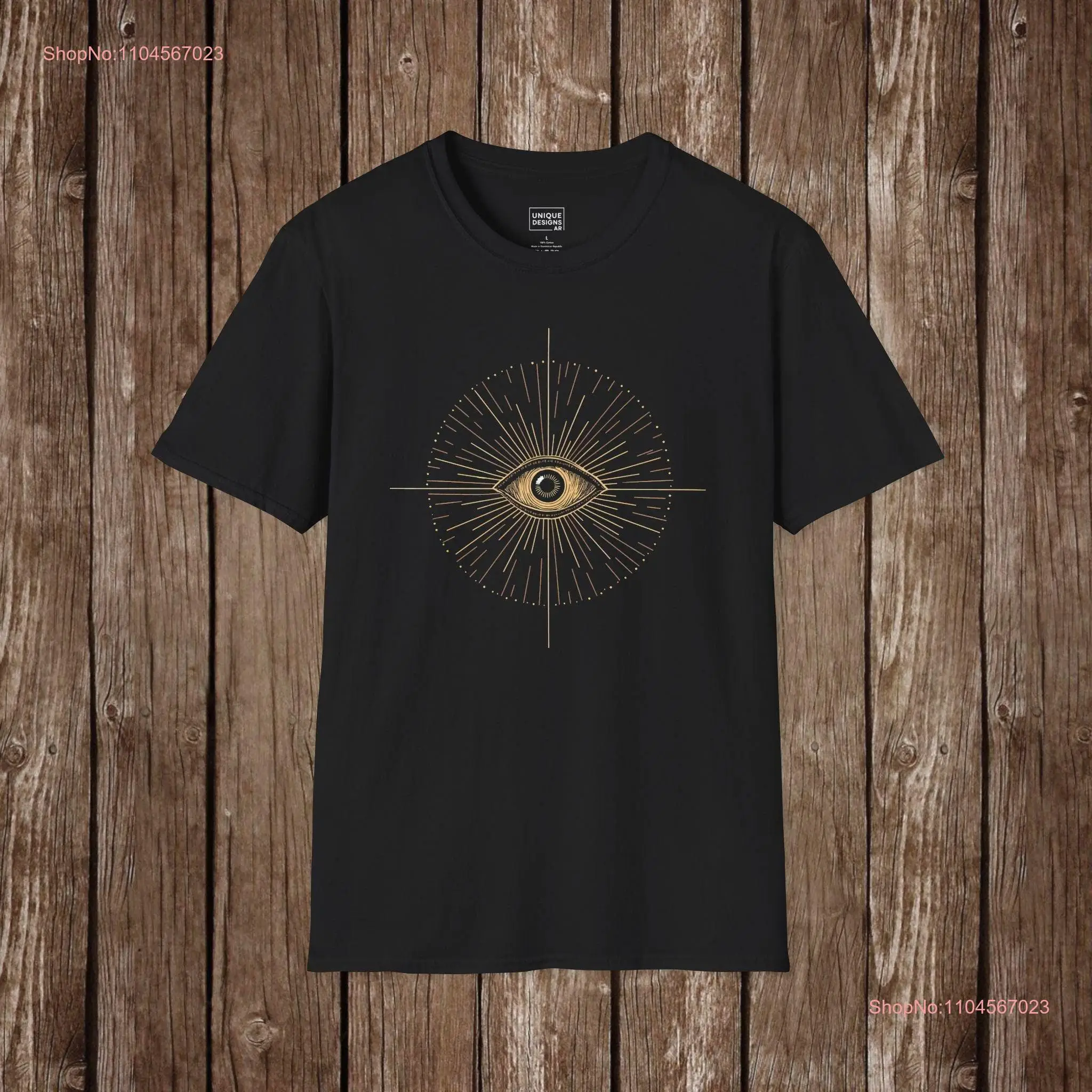 Camiseta de geometría sagrada con diseño de ojos en el centro, símbolo espiritual, amante de la yoga psicodélico ArT geométrico único