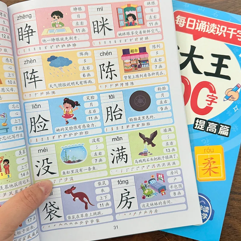 Chinese 3000 Words Flashcards with Audio Pinyin Preschool Literacy Learning Books