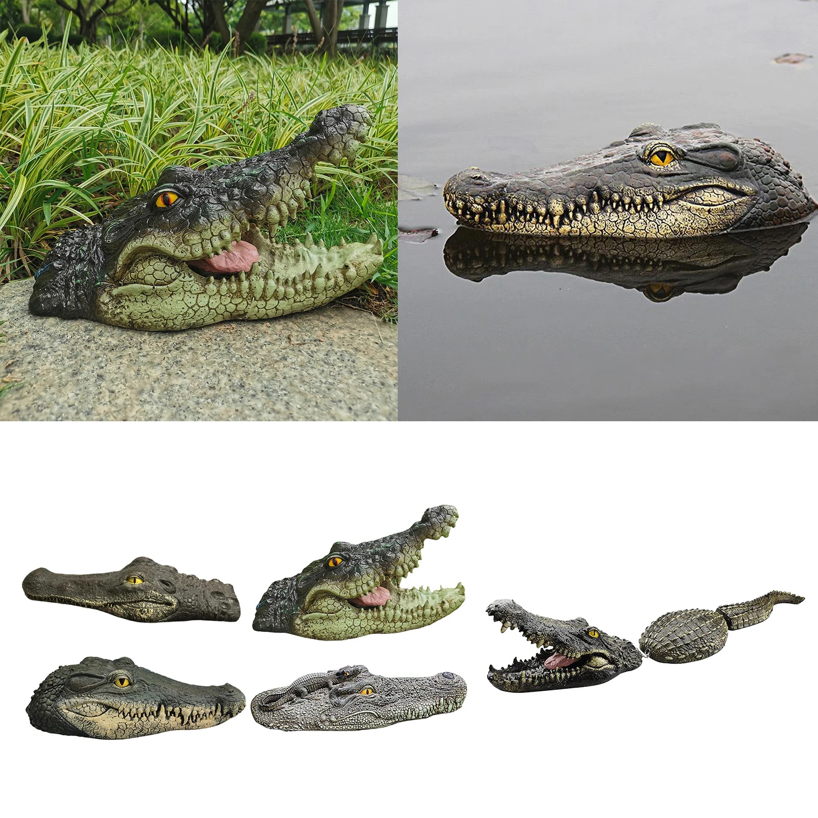 

Simulation Floating Crocodile Head Decoy Great for Pool Park Patio Heron Away Floating Alligator Decoy Decor Realistic Ornament