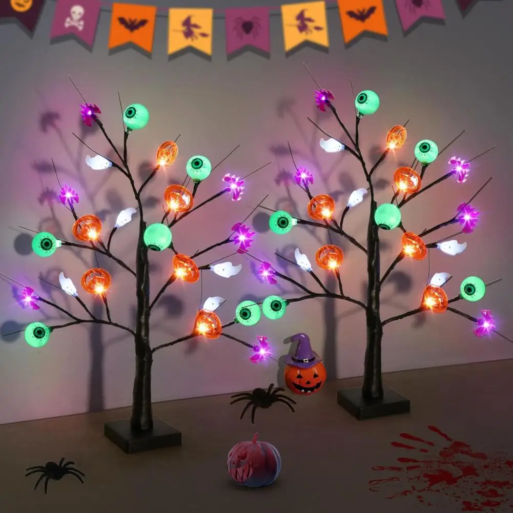 

Usb Powered Halloween Tree Spooky Halloween Table Decor Birch Tree with Pumpkin Eyeball Usb/battery Powered Fake Tree for Indoor