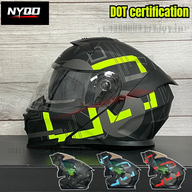 JIEKAI Motorcycle Helmet Men's and Women's Open Face Helmet Double Mirror Racing Helmet DOT Certification casco moto