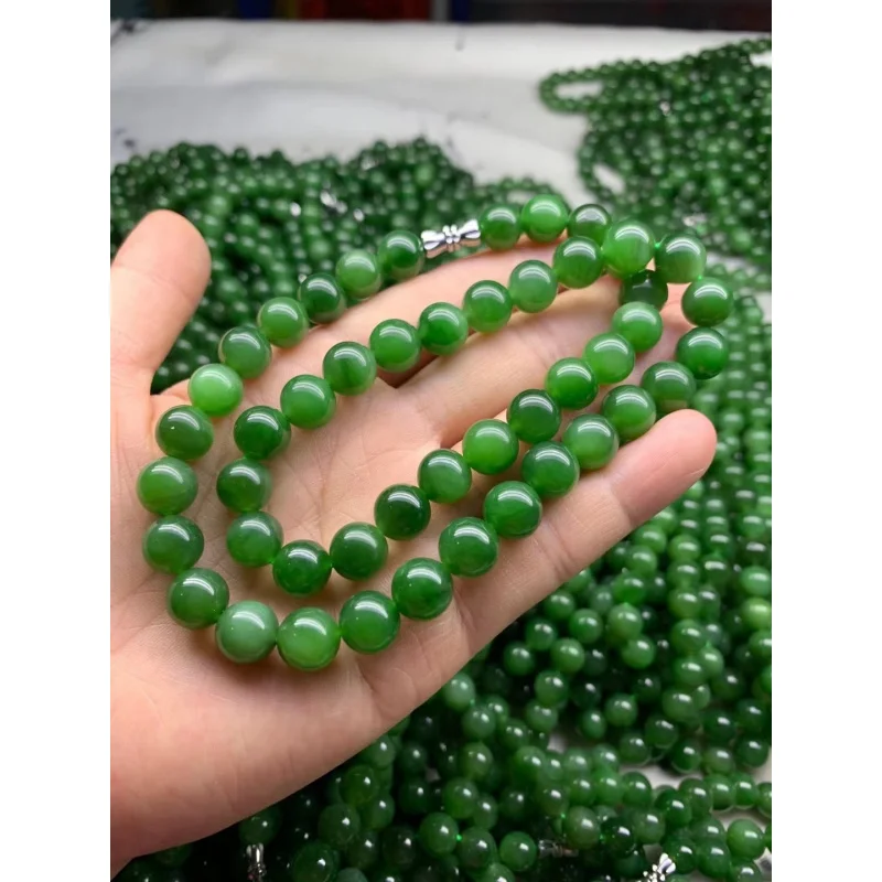 

Hetian Jade Jasper Necklace 10M Buddha Round Beads Hanging Rope Pendant Bracelet Accessories