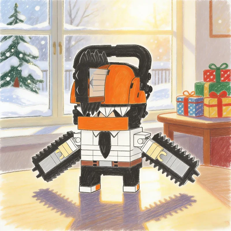 

240pcs MOC Chainsaw Man Brickheadz Model Building Blocks Toys Construction DIY Festival Gifts Idea Brick Education