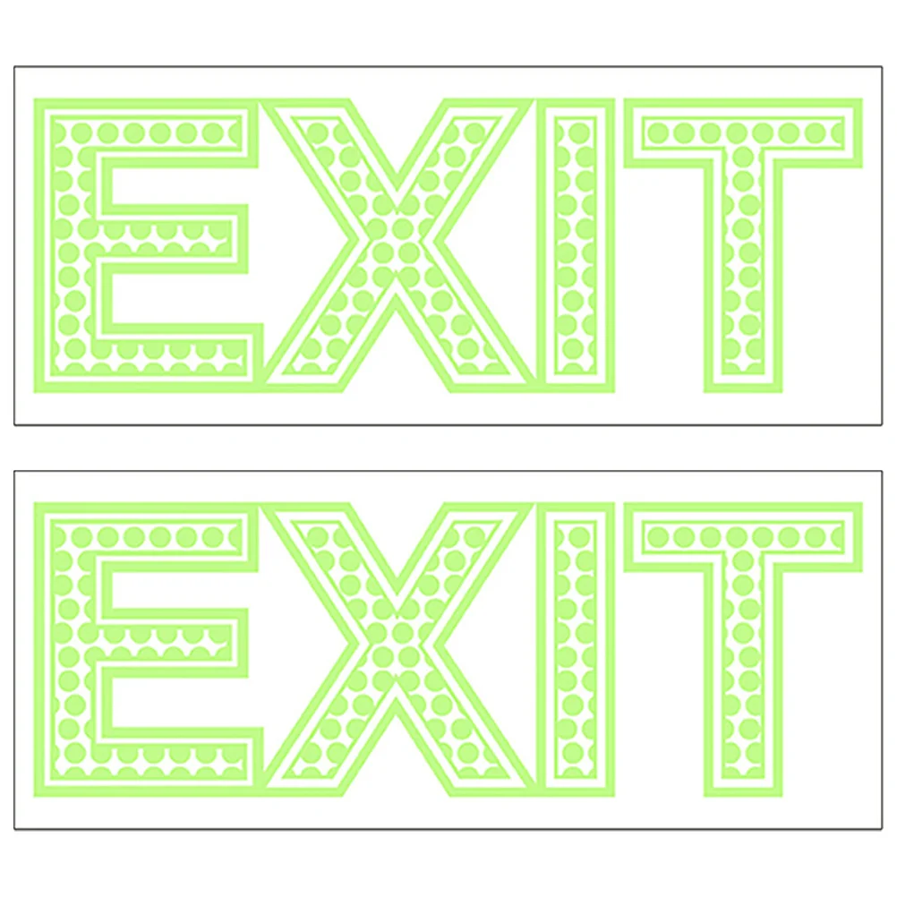

2 Sheets Exit Signs Adhesive Glow in The Exit Stickers Fluorescent Direction Indicator for Smooth Walls Glass