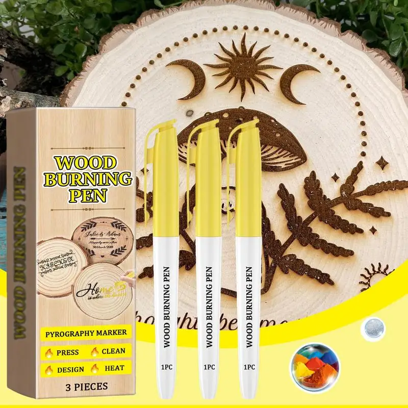 Scorch Pen Marker Wood Painting Marker Do-it-Yourself Kit 3X Pen For Drawing Wooden For Arts And Crafts