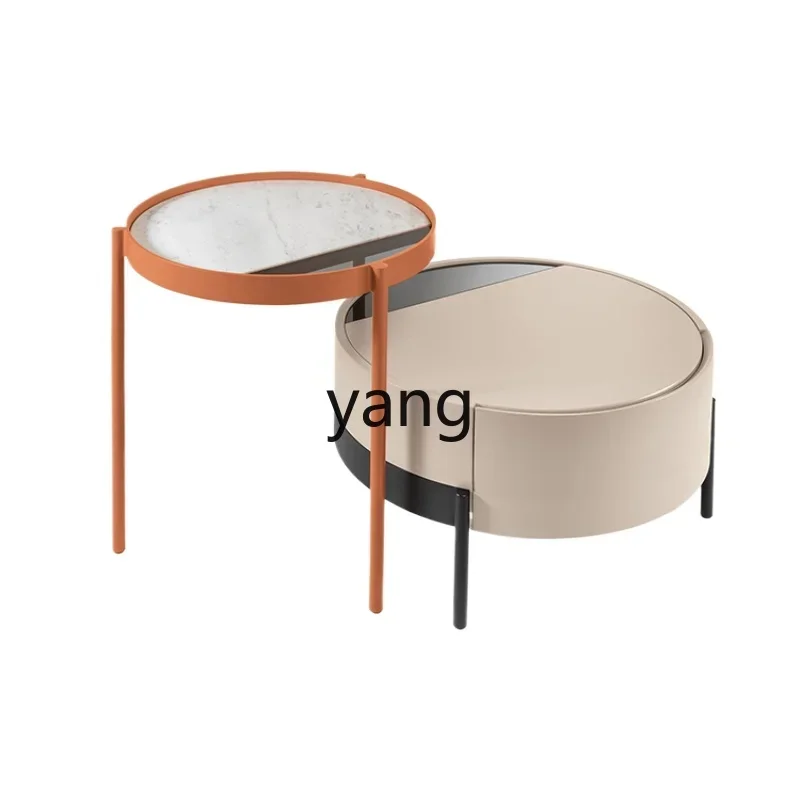 

L'm living room round size coffee table high-end marble