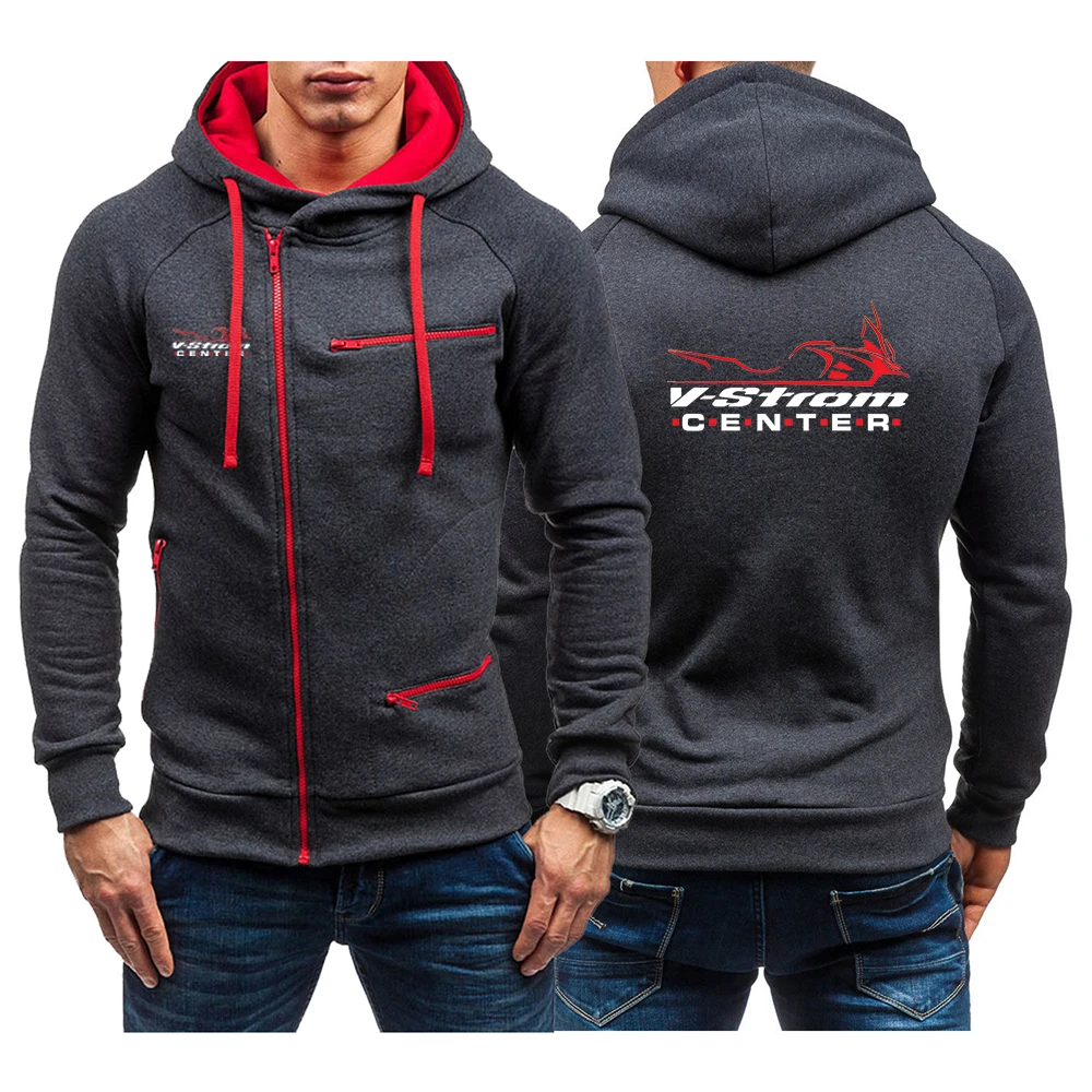 

V Strom Dl1000 Dl650 Adventure Motorcycle 2023 Men's New Print Long Sleeve Hoodie Casual Sport Jacket Fashion Diagonal Zip Tops