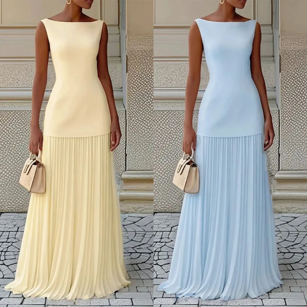 

Высококачественные индивидуальные женские платья без рукавов с круглым вырезом, длиной в пол, А-силуэта, из сатина, элегантные вечерние платья Zimerman Sharon Said