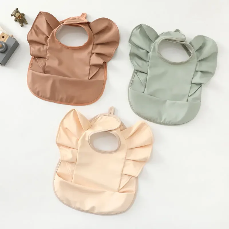 New PU Waterproof Cute Wing Feeding Bibs Children Burp Cloths Babies Boy Girl Stuff for Eating Kids Soft Scarf Accessories