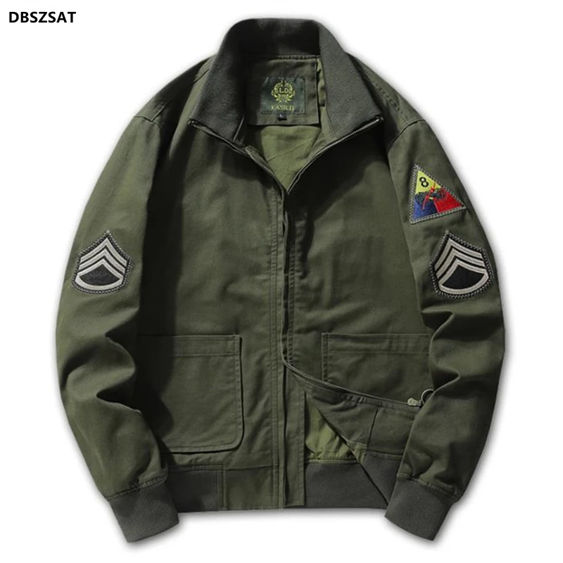 FURY-Chaqueta militar con cuello levantado para Hombre, Cazadora Bomber de algodón, abrigo táctico bordado, cortavientos