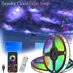 LED Lightning Cloud Strip Light APP Remote Control USB Color Changing Decorative Night Light Game Room Mood Light String