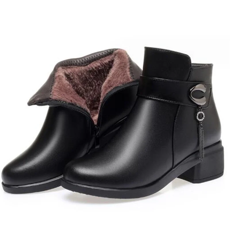 ZXRYXGS 2025 Large Size Winter Genuine Leather Boots Women Fashion Shoes Warm Wool Boots Plus Velvet Snow Boots Women Boots New