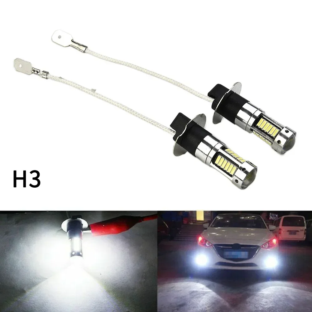 2pcs Car H3 LED Fog Lights High Power Lamps Daytime Running Light Bulbs Super Bright Canbus 6000K White Lamp image 2