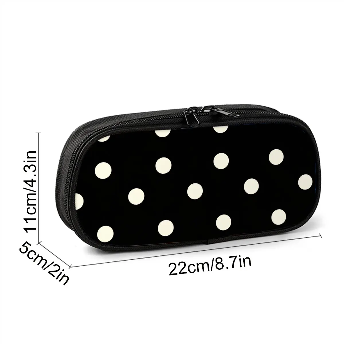 Polka Dots Print Layered Pencil Case Quality 2D Flat Cartoon Pen Bag Best Gift for Boys/Girls School Supplies
