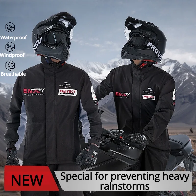 

2026 New Model Raincoat Cycling Set Motorcycle Windbreaker Style Split Design Rainproof Thick Long Motorcycle Style