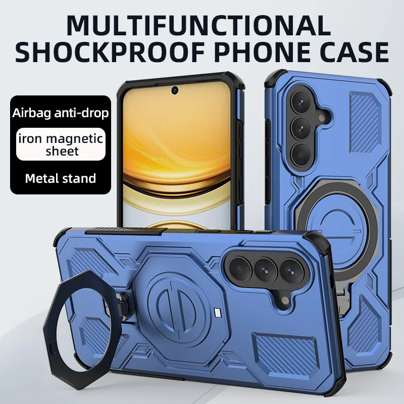 360° Rotating Metal Ring Stand Holder Magnetic Case For Samsung Galaxy A16 A26 A36 A56 A17 A37 A57 A55 5G TPU Plastic Back Cover