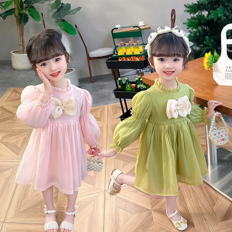 

Children Girls Dress Spring Autumn Long Fluffy Sleeves Cartoon Female Children's Princess Dresses Kids Clothing TR374