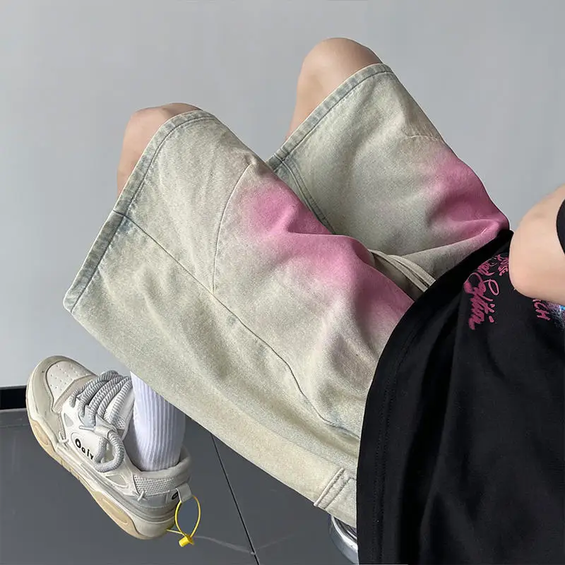 

Dopne orts Men's Summer Thin Casual Loose Jeans Retro American Five-Point Pants Spor Comfortable Breathable Lightweight